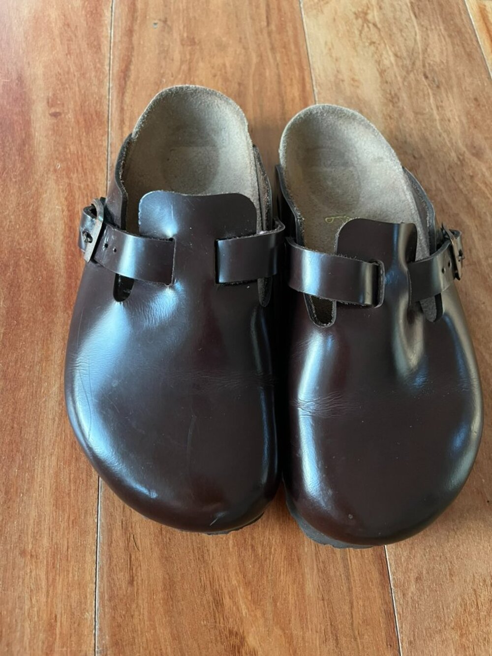 Birkenstock Boston Brown Polished Leather Regular 36 *EUC*
